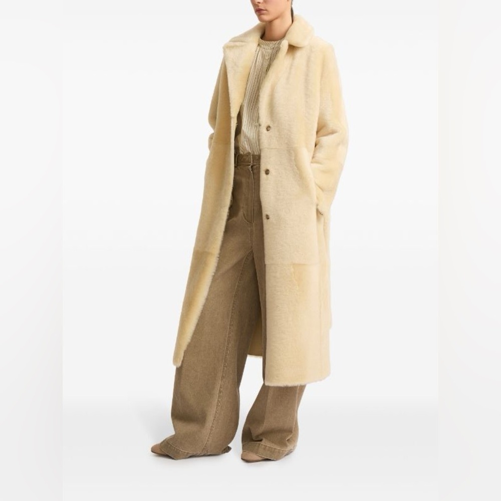 Vintage wool lane small cream thick long coat